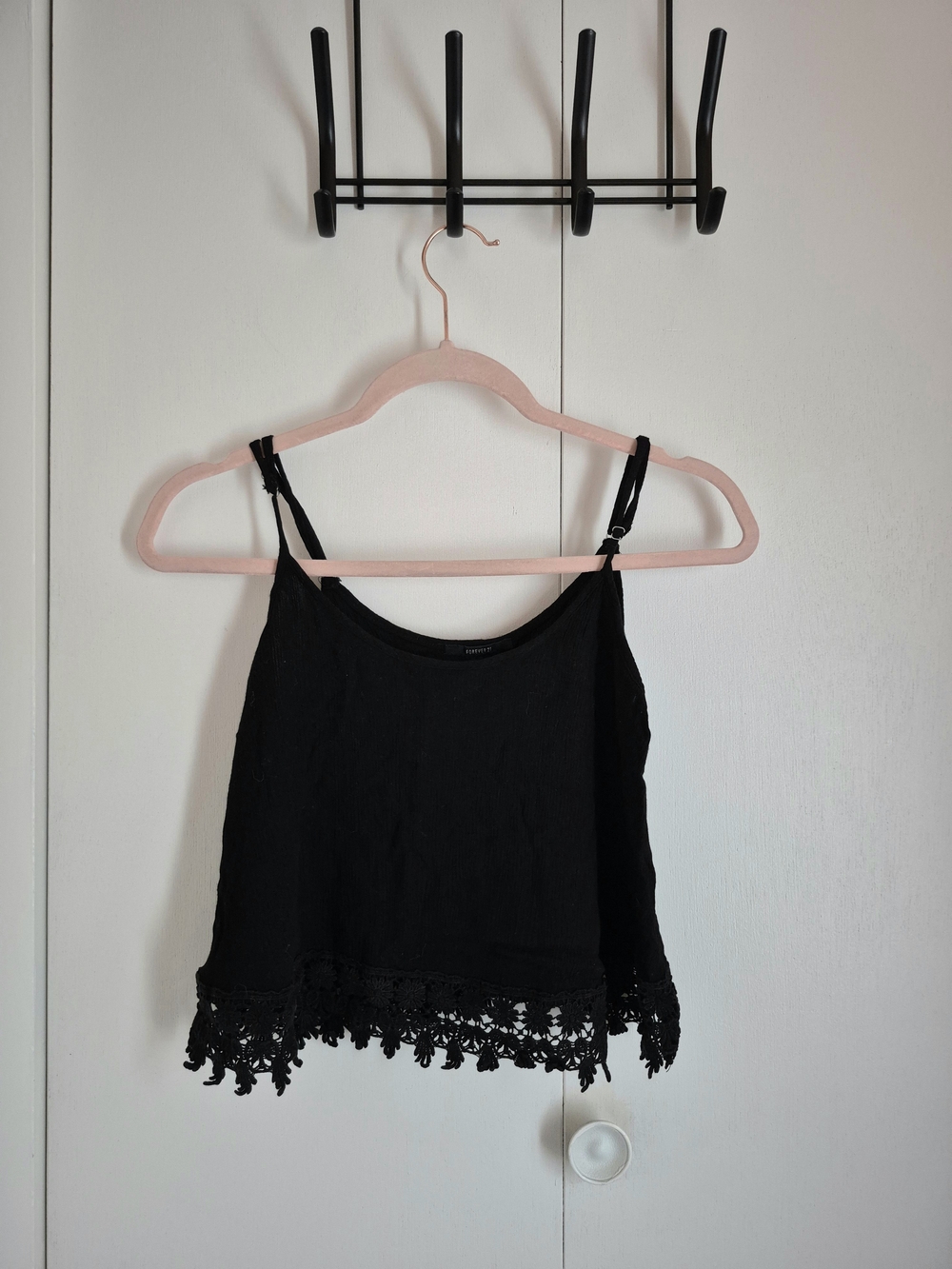 Forever 21 Black Crochet Hem Cami